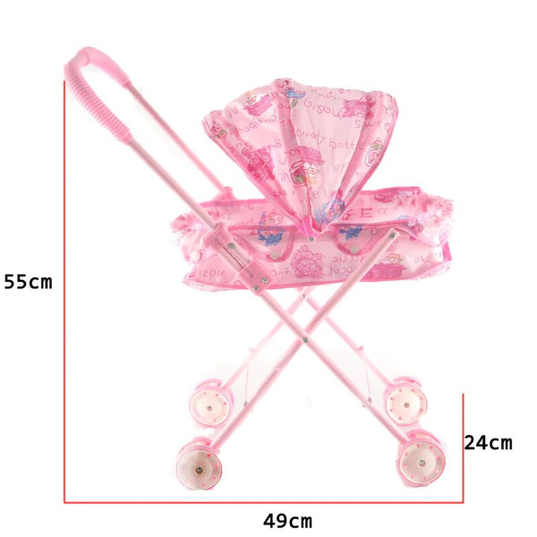Poussette pour Bébé Reborn Rose à imprimés