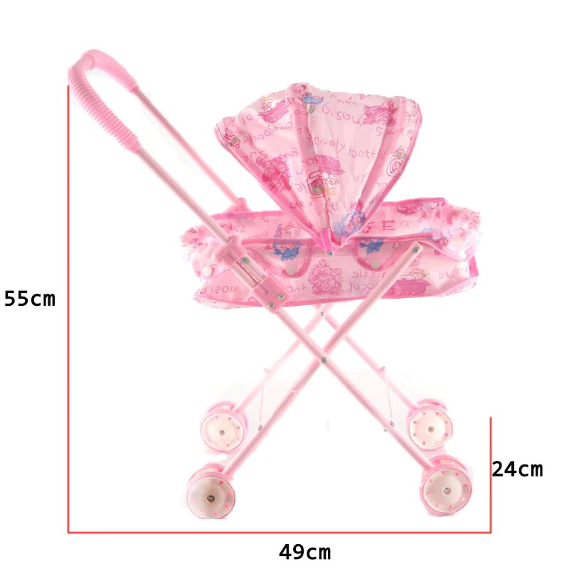 Poussette pour Bébé Reborn Rose à imprimés